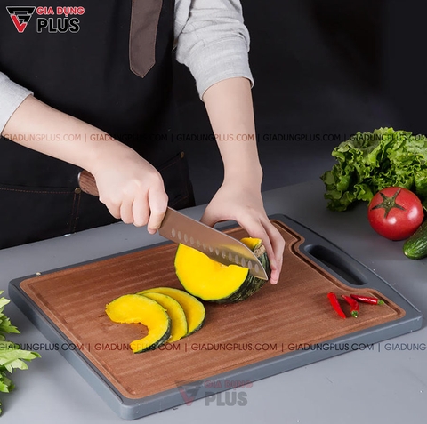 Thớt Hai Lớp Gỗ Mun Nguyên Tấm & INOX 304 Cao Cấp | Kháng Khuẩn & Chống Nấm Mốc | JIANXIA - Gia dụng Plus