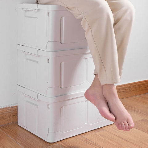 Thùng Nhựa PP Đựng Đồ Gấp Gọn, Có Nắp Đậy Kín Gấp Gọn Thông Minh 38L Đựng Sách, Quần Áo, Đồ Chơi Đa Năng LAZYDO (LZ-0512) - Gia dụng Plus