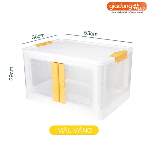 Thùng đựng đồ đa năng LAZYDO gấp gọn & thiết kế cửa hông lấy đồ dễ dàng tiện lợi (có nắp đậy kín & bánh xe) 55 lít LAZYDO (LZ-0526) - Gia dụng Plus