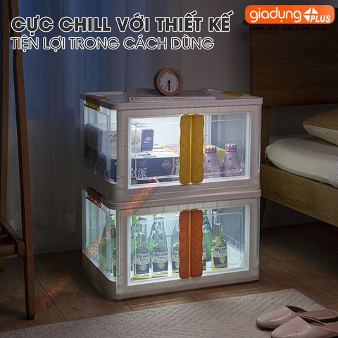 Thùng đựng đồ đa năng LAZYDO gấp gọn & thiết kế cửa hông lấy đồ dễ dàng tiện lợi (có nắp đậy kín & bánh xe) 55 lít LAZYDO (LZ-0526) - Gia dụng Plus