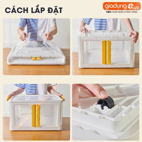 Thùng đựng đồ đa năng LAZYDO gấp gọn & thiết kế cửa hông lấy đồ dễ dàng tiện lợi (có nắp đậy kín & bánh xe) 55 lít LAZYDO (LZ-0526) - Gia dụng Plus