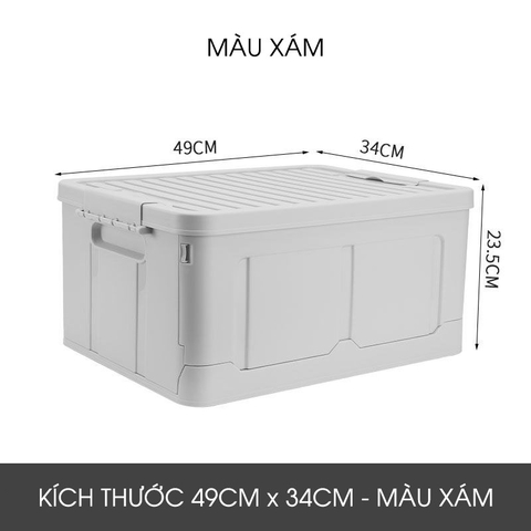 Thùng Nhựa PP Đựng Đồ Gấp Gọn, Có Nắp Đậy Kín Gấp Gọn Thông Minh 38L Đựng Sách, Quần Áo, Đồ Chơi Đa Năng LAZYDO (LZ-0512) - Gia dụng Plus