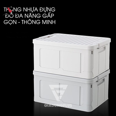 Thùng Nhựa PP Đựng Đồ Gấp Gọn, Có Nắp Đậy Kín Gấp Gọn Thông Minh 38L Đựng Sách, Quần Áo, Đồ Chơi Đa Năng LAZYDO (LZ-0512) - Gia dụng Plus