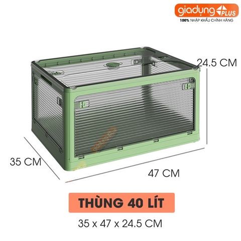 Hộp gấp gọn LAZYDO đựng đồ đa năng, dã ngoại, để sau xe ô tô - vân sóng mờ trong suốt (dung tích 28L, 40L, 55L) LAZYDO - Gia dụng Plus