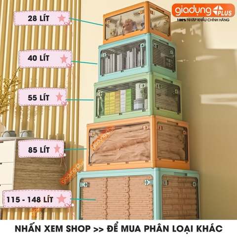 Hộp gấp gọn LAZYDO đựng đồ đa năng, dã ngoại, để sau xe ô tô - vân sóng mờ trong suốt (dung tích 28L, 40L, 55L) LAZYDO - Gia dụng Plus