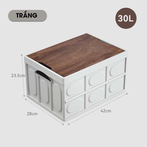 Hộp Đựng Đồ Picnic Mặt Vân Gỗ Gấp Gọn, Nhựa PP Chắc Chắn (Dung Tích 30L & 55L) - LAZYDO - Gia dụng Plus