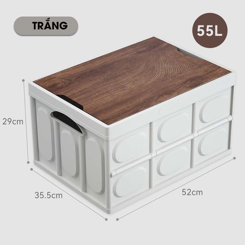 Hộp Đựng Đồ Picnic Mặt Vân Gỗ Gấp Gọn, Nhựa PP Chắc Chắn (Dung Tích 30L & 55L) - LAZYDO - Gia dụng Plus