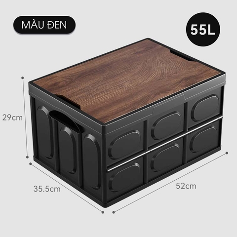 Hộp Đựng Đồ Picnic Mặt Vân Gỗ Gấp Gọn, Nhựa PP Chắc Chắn (Dung Tích 30L & 55L) - LAZYDO - Gia dụng Plus