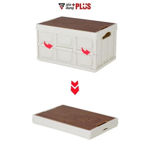 Hộp Đựng Đồ Picnic Mặt Vân Gỗ Gấp Gọn, Nhựa PP Chắc Chắn (Dung Tích 30L & 55L) - LAZYDO - Gia dụng Plus