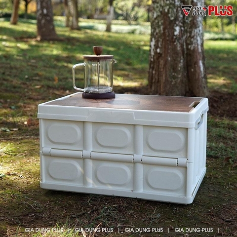 Hộp Đựng Đồ Picnic Mặt Vân Gỗ Gấp Gọn, Nhựa PP Chắc Chắn (Dung Tích 30L & 55L) - LAZYDO - Gia dụng Plus