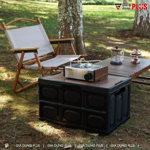 Hộp Đựng Đồ Picnic Mặt Vân Gỗ Gấp Gọn, Nhựa PP Chắc Chắn (Dung Tích 30L & 55L) - LAZYDO - Gia dụng Plus