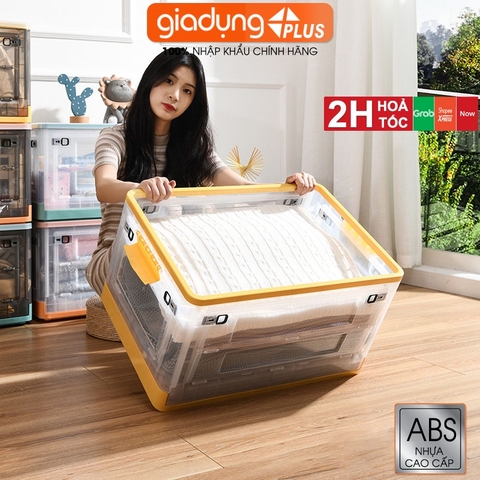 Thùng Đựng Đồ Gấp Gọn 82 Lít Cực Lớn Để Quần Áo, Đồ Dùng Gọn Gàng (Có Bánh Xe, Có Nắp, Ngăn Cửa) LAZYDO - Gia dụng Plus