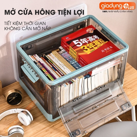 Thùng Đựng Đồ Gấp Gọn 82 Lít Cực Lớn Để Quần Áo, Đồ Dùng Gọn Gàng (Có Bánh Xe, Có Nắp, Ngăn Cửa) LAZYDO - Gia dụng Plus