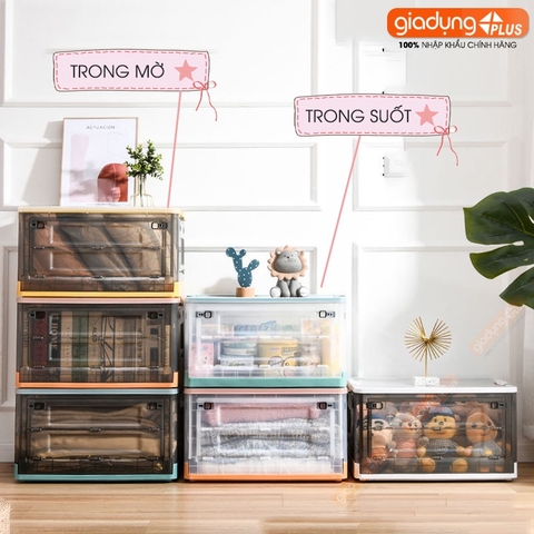 Thùng Đựng Đồ Gấp Gọn 82 Lít Cực Lớn Để Quần Áo, Đồ Dùng Gọn Gàng (Có Bánh Xe, Có Nắp, Ngăn Cửa) LAZYDO - Gia dụng Plus