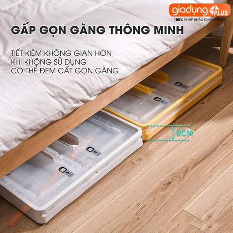 Thùng Đựng Đồ Gấp Gọn 82 Lít Cực Lớn Để Quần Áo, Đồ Dùng Gọn Gàng (Có Bánh Xe, Có Nắp, Ngăn Cửa) LAZYDO - Gia dụng Plus