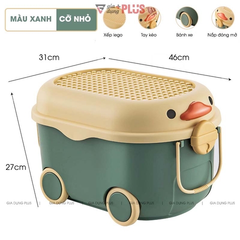 Thùng Nhựa PP 72 Lít Đựng Đồ Đa Năng - Hình Con Vịt Dễ Thương Có Tay Kéo & Bánh Xe Lăn LAZYDO (LZ0533) - Gia dụng Plus