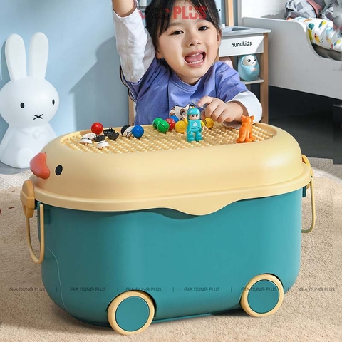 Thùng Nhựa PP 72 Lít Đựng Đồ Đa Năng - Hình Con Vịt Dễ Thương Có Tay Kéo & Bánh Xe Lăn LAZYDO (LZ0533) - Gia dụng Plus
