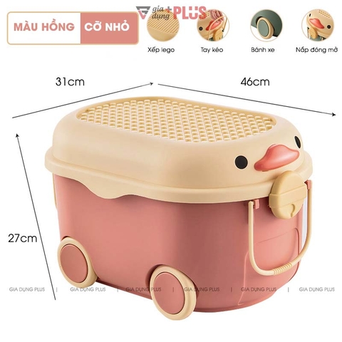 Thùng Nhựa PP 72 Lít Đựng Đồ Đa Năng - Hình Con Vịt Dễ Thương Có Tay Kéo & Bánh Xe Lăn LAZYDO (LZ0533) - Gia dụng Plus