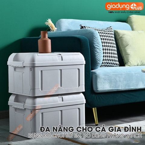 Thùng đựng sách vở, tài liệu, đồ dùng đa năng 45 lít / có ngăn phụ, nhựa PP chắc chắn Lazydo (LZ0514) - Gia dụng Plus