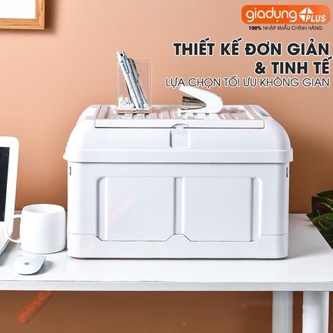 Thùng đựng sách vở, tài liệu, đồ dùng đa năng 45 lít / có ngăn phụ, nhựa PP chắc chắn Lazydo (LZ0514) - Gia dụng Plus