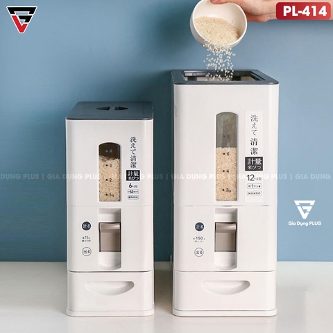 Hộp Gạo Thông Minh Xuất Nhật 12KG Nhựa ABS | Kín, Chống Ẩm, Chống Côn Trùng LAZYDO (LZ-0530) - Gia dụng Plus