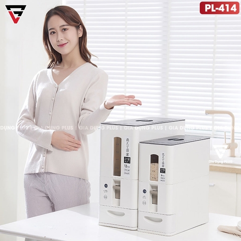 Hộp Gạo Thông Minh Xuất Nhật 12KG Nhựa ABS | Kín, Chống Ẩm, Chống Côn Trùng LAZYDO (LZ-0530) - Gia dụng Plus