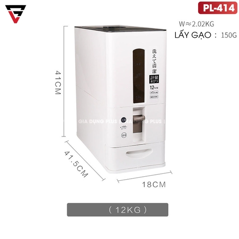 Hộp Gạo Thông Minh Xuất Nhật 12KG Nhựa ABS | Kín, Chống Ẩm, Chống Côn Trùng LAZYDO (LZ-0530) - Gia dụng Plus