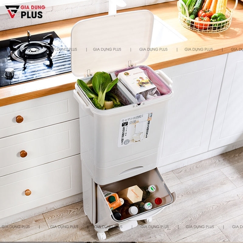 Thùng Rác Ba Tầng Xuất Nhật Cho Gia Đình Giúp Phân Loại Rác Loại Lớn (38L & 42L) Nhựa PP Cao Cấp | Nanhe - Gia dụng Plus