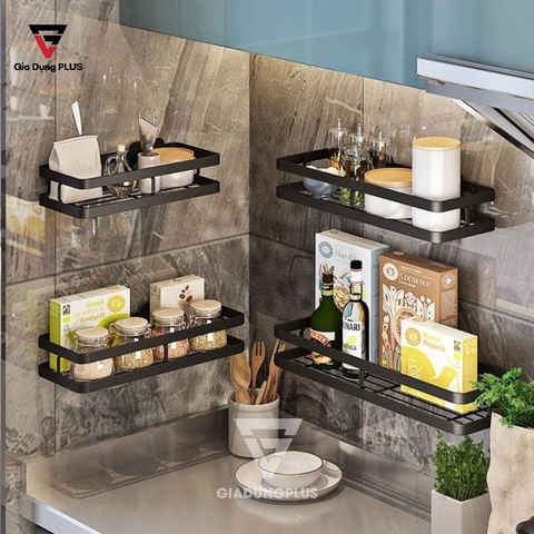 Kệ Đựng Chai Lọ, Hộp Gia Vị Treo Tường Inox 304 Cao Cấp Cho Phòng Bếp - Không Cần Khoan Tường - Gia dụng Plus