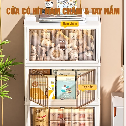Tủ Đựng Đồ Gấp Gọn Đa Năng Nhiều Tầng (1-2-3-4-5 Tầng) Cao Cấp Có Nắp & Bánh Xe Lớn - LAZYDO (LZ-0545) - Gia dụng Plus