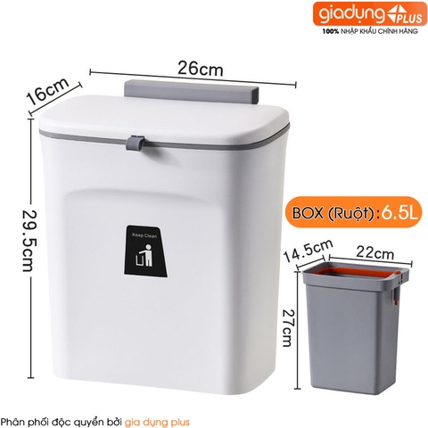 Thùng Đựng Rác Treo Cánh Tủ Bếp | Có Nắp Đậy Trượt Thông Minh Giúp Chống Mùi & Côn Trùng LAZYDO (LZ-0130) - Gia dụng Plus