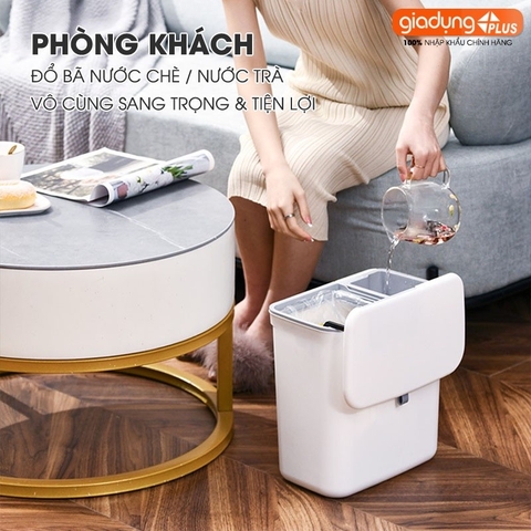 Thùng rác 2 ngăn đa năng treo tường (hoặc cánh tủ bếp) đựng tách biệt khô và nước, dung tích 12L - LAZYDO (LZ-0145)