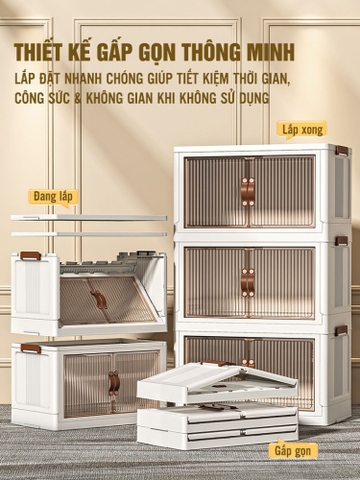 🔴OUTLET | Tủ Đựng Quần Áo, Đồ Chơi, Sách Vở Đa Năng Gập Gọn, Có Bánh Xe Lớn - LAZYDO (LZ-0545)