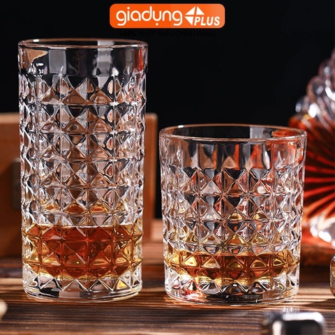 Cốc Uống Họa Tiết Kim Cương Phong Cách Retro | Ly Thủy Tinh Uống Nước Uống Cocktail Hiện Đại