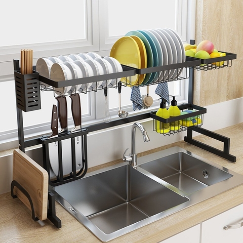 【𝐗Ả 𝐊𝐇𝐎】 Bộ kệ đa năng để trên bồn rửa chén cao cấp bằng inox, sơn tĩnh điện (không phải bằng thép) LAZYDO (LZ-0221)