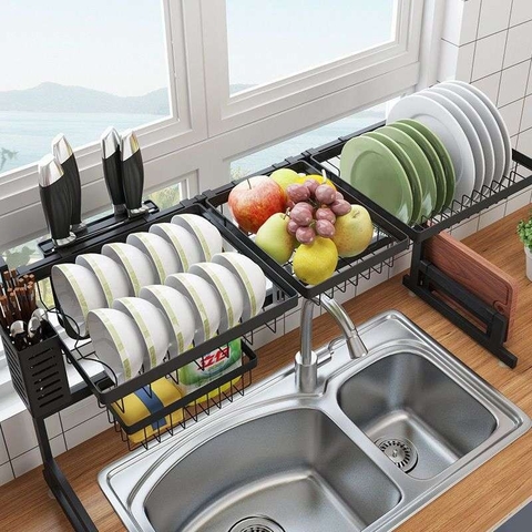 【𝐗Ả 𝐊𝐇𝐎】 Bộ kệ đa năng để trên bồn rửa chén cao cấp bằng inox, sơn tĩnh điện (không phải bằng thép) LAZYDO (LZ-0221)