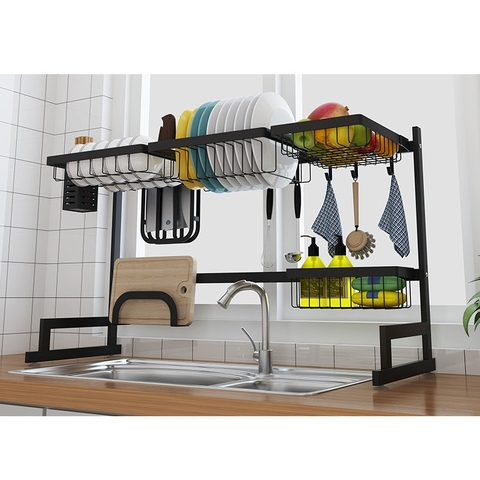 【𝐗Ả 𝐊𝐇𝐎】 Bộ kệ đa năng để trên bồn rửa chén cao cấp bằng inox, sơn tĩnh điện (không phải bằng thép) LAZYDO (LZ-0221)