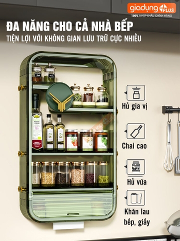 Tủ mỹ phẩm dán tường cho phòng tắm cao cấp, kệ đựng mỹ phẩm kèm móc treo tiện lợi PHALEDO (P-0546)