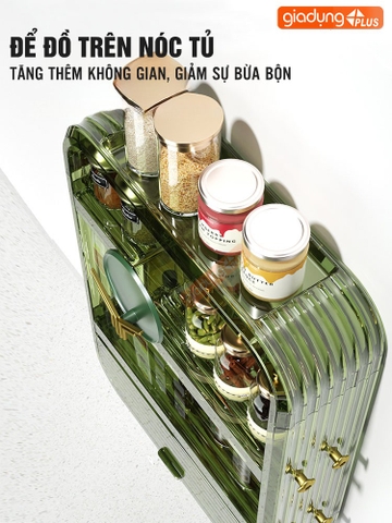 Tủ mỹ phẩm dán tường cho phòng tắm cao cấp, kệ đựng mỹ phẩm kèm móc treo tiện lợi PHALEDO (P-0546)