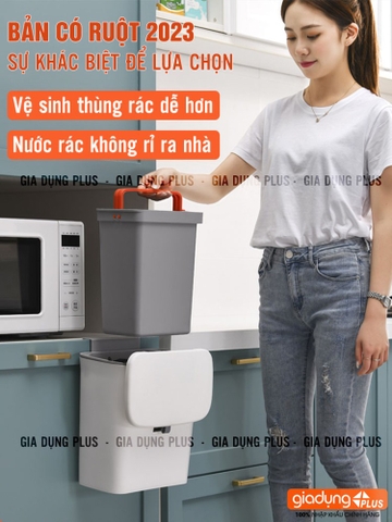 Thùng rác nhà tắm treo tường đa năng LAZYDO có nắp trượt thông minh, thùng rác nhà vệ sinh tiện lợi có ruột Lazydo