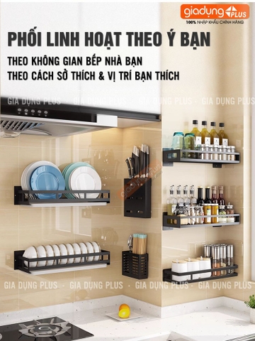 🔴OUTLET | Kệ giá phòng bếp inox dán tường đựng gia vị, chén, đĩa, chai lọ, dao, đũa đa năng không cần khoan tường