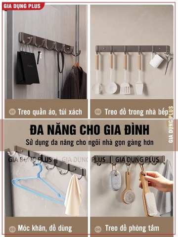 Móc Treo Dán Tường Chịu Lực LTENG Nhôm Không Gỉ, Thanh Móc Treo Quần Áo Nhà Tắm Không Khoan Vít