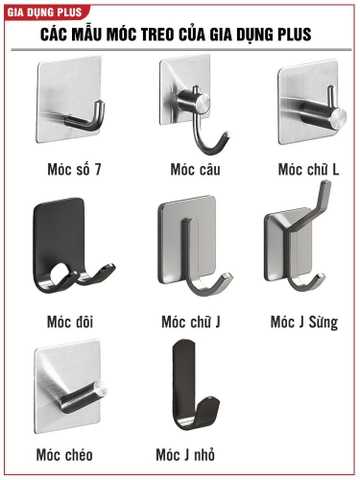 Móc treo tường chịu lực inox 304, móc dán tường siêu dính để treo đồ dùng đa năng (quần áo, tranh...) không cần khoan LZ