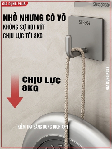 Móc treo tường chịu lực inox 304, móc dán tường siêu dính để treo đồ dùng đa năng (quần áo, tranh...) không cần khoan LZ