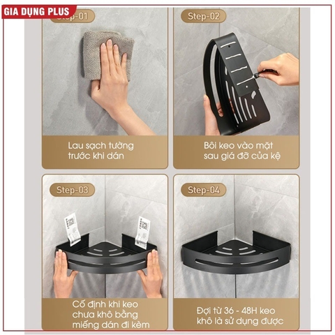 Kệ để đồ nhà tắm - kệ góc nhà tắm dán tường bằng keo hoặc ốc vít(tặng kèm keo dán, bộ ốc vít) LTENG ER-0725