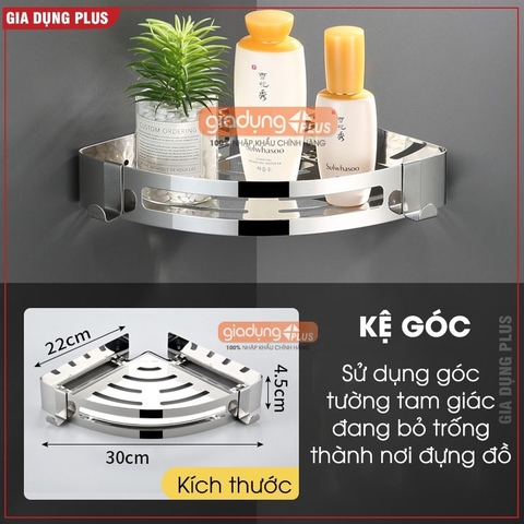 Kệ để đồ nhà tắm - kệ góc nhà tắm dán tường bằng keo hoặc ốc vít(tặng kèm keo dán, bộ ốc vít) LTENG ER-0725