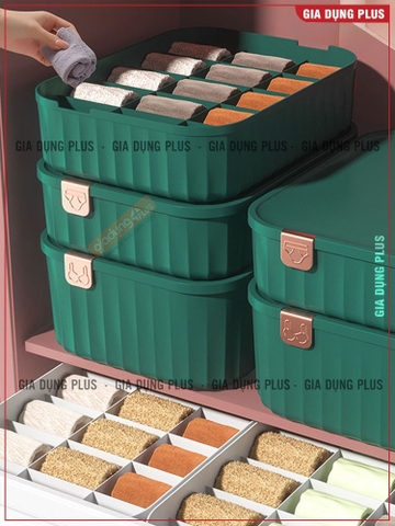 🔴OUTLET | Hộp đựng đồ lót, tất vớ, quần áo đa năng chia nhiều ngăn gọn gàng, có nắp đậy kín - nhựa PP cao cấp & chịu lực