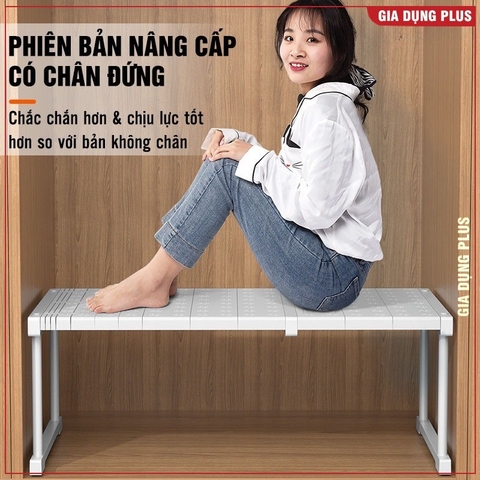 Kệ chia ngăn tủ quần áo, phân chia tủ bếp nhựa PP thiết kế đa năng tiện lợi co giãn, có chân đứng LAZYDO (LZ-0543)