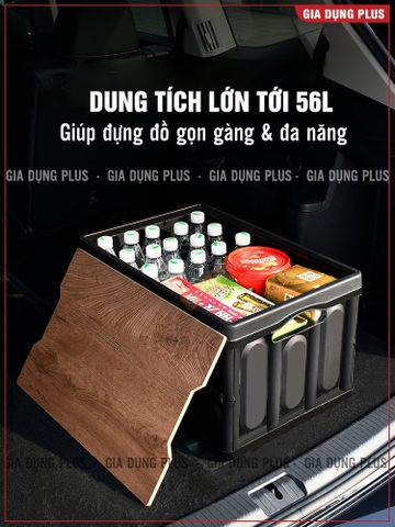 Bàn camping gấp gọn kết hợp hộp đựng đồ đa năng bằng nhựa, nắp gỗ MDF để đi cắm trại, dã ngoại, picnic LAZYDO (LZ-0524)