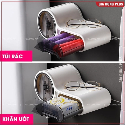 Hộp giấy vệ sinh dán tường cao cấp hai ngăn đa năng cao cấp ShuangQuing (SQ-5262)